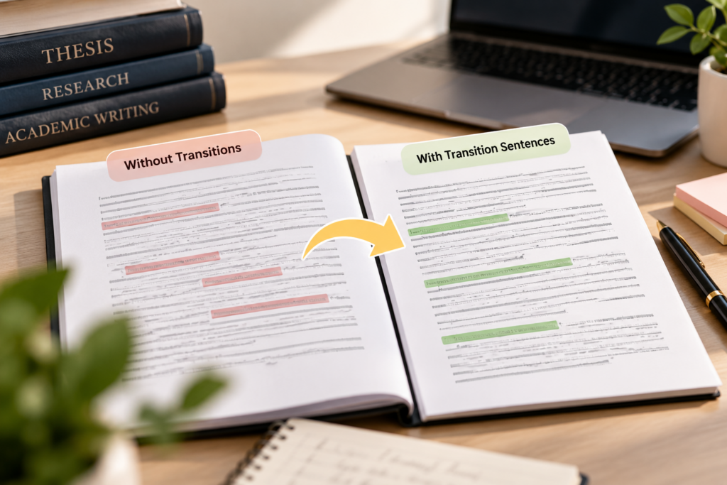 transition sentences in thesis writing